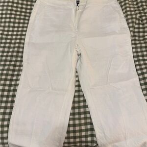 J. Crew Ivory Trousers Stretch Linen Kate Straight Leg